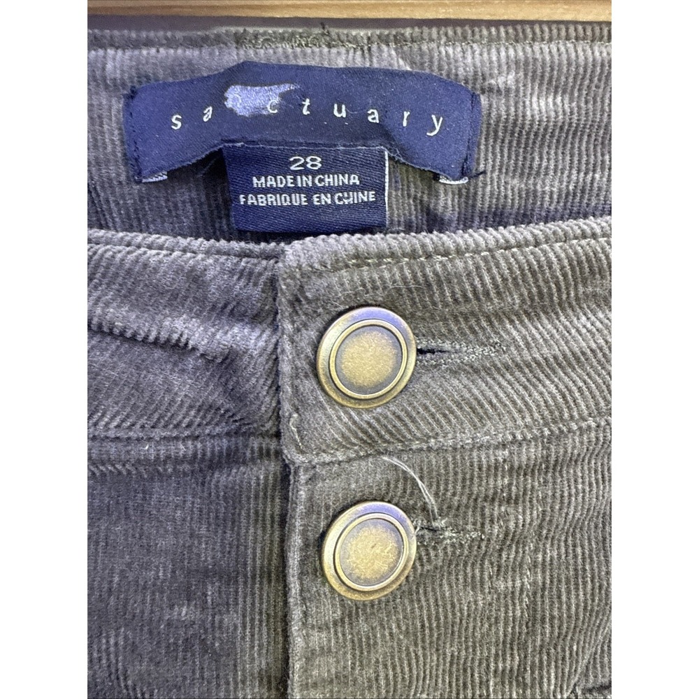 Sanctuary GRN Corduroy  PANTS WOMEN 28 BOOTCUT Mid Rise BUTTON FLY PREPPY - Picture 7 of 10